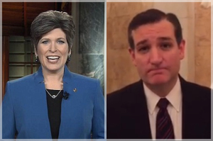 Senator Joni Ernst rehearses the Republican response to Obama's State of the Union address on Capitol Hill in Washington