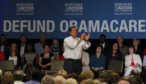 Ted Cruz in front of sign