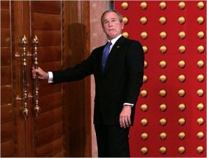 W. Bush wrong door asshole