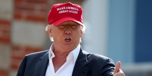 Trump with stupid hat