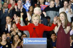 Clinton running into it