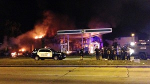 Gas station up in flames