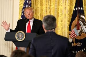 Trump pretending to answer question by the media